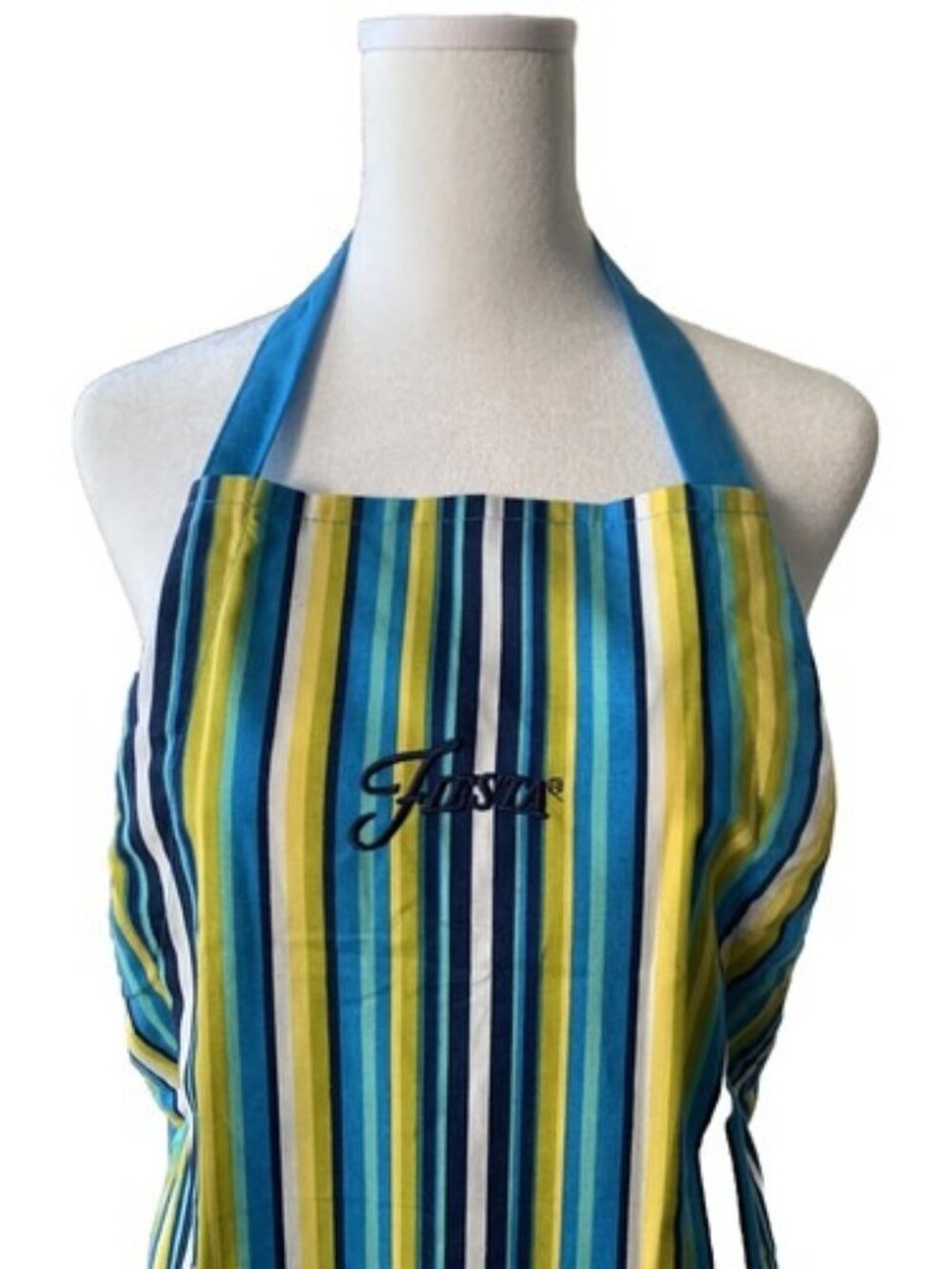 FiestaWare Apron Calypso Fashion Kitchen Utility Stripe Blue Yellow Fiesta NWOT - Picture 2 of 5